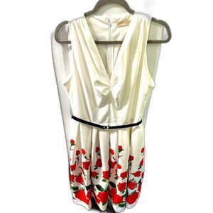 Retro 50s women's dress Red White Stretch Flower Party Wedding Size Large